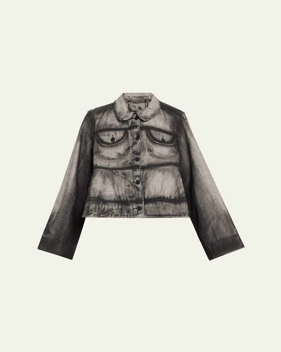 Cropped Denim Peplum Jacket